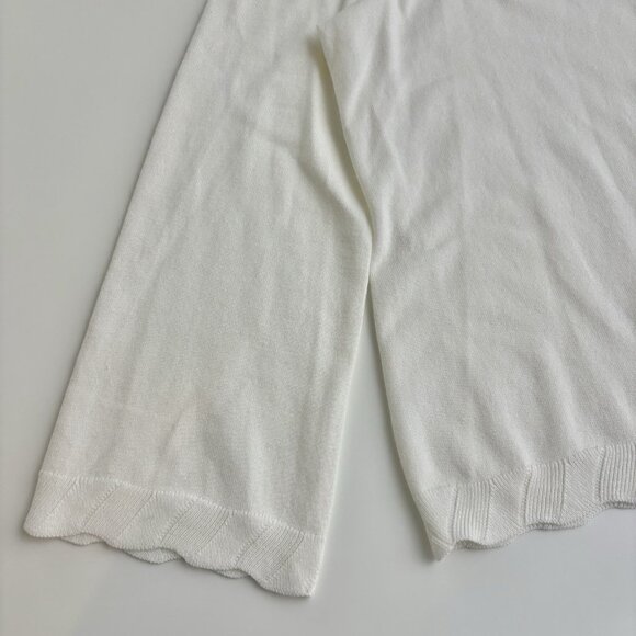Chico’s Ivory Bell Sleeve Sweater (Sz 1 or US 8) Lightweight Scallop Rib Detail - Picture 3 of 7